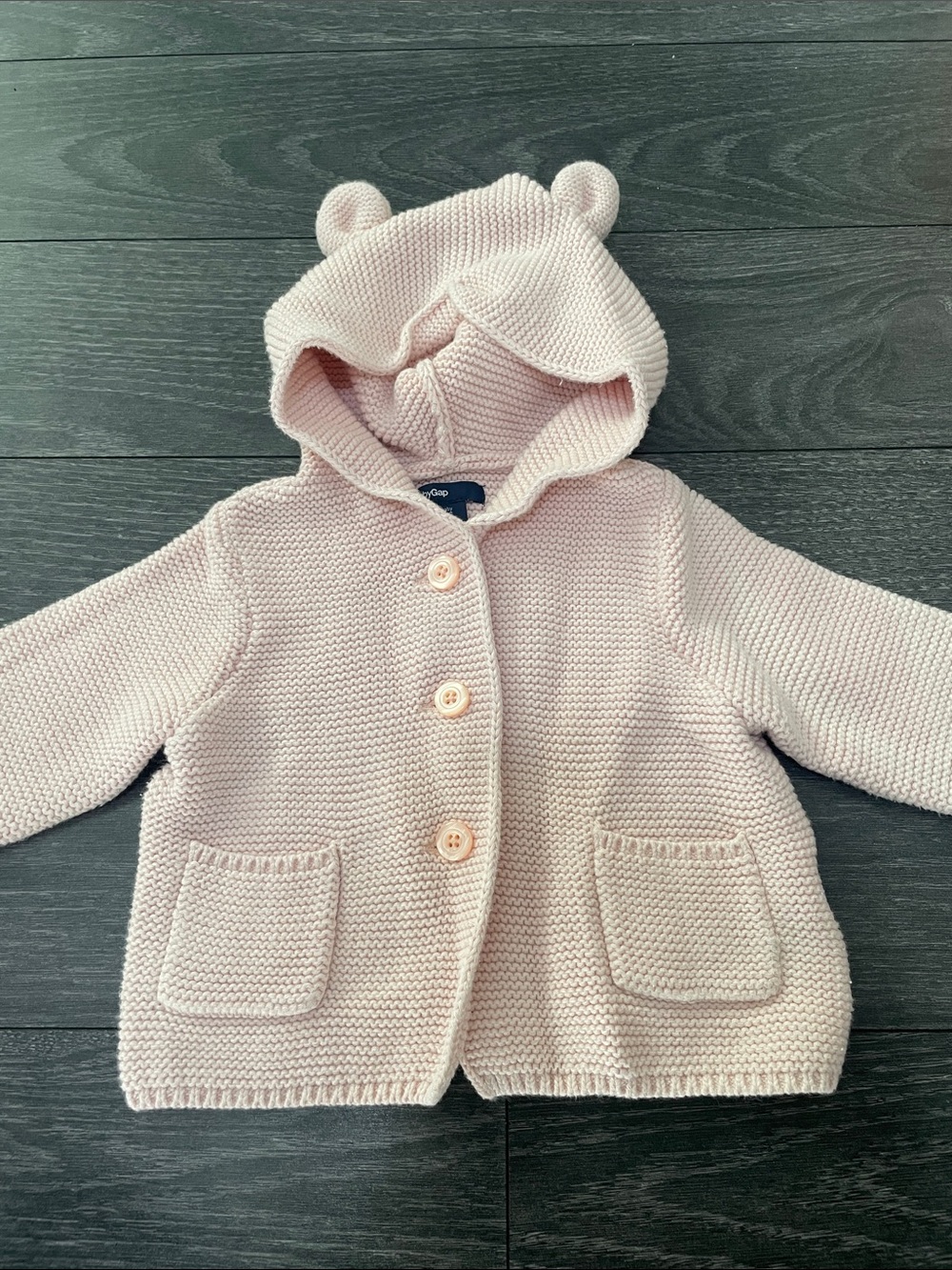 GAP Baby Knit Hooded Cardigan in Light Pink
